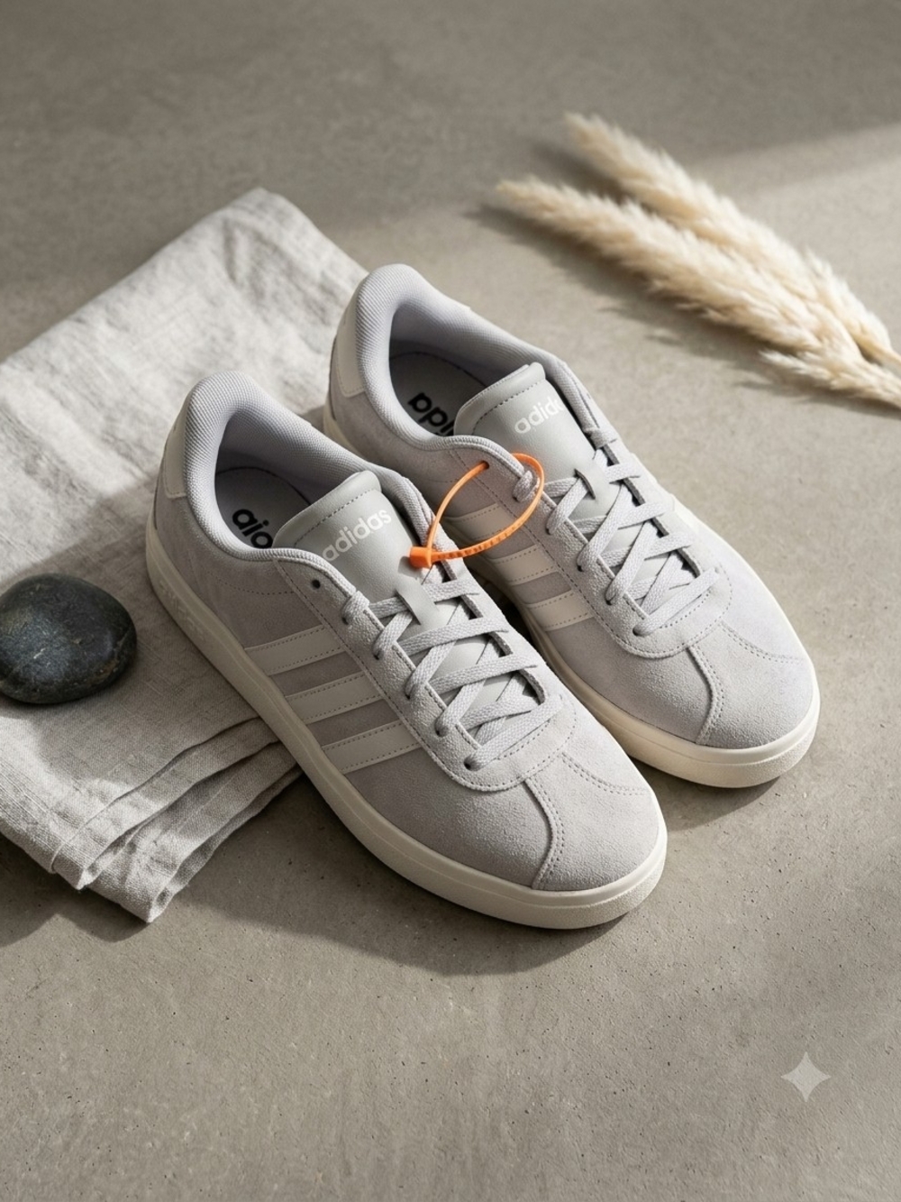 adidas Men's Light Gray Suede Low-Top Sneakers